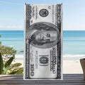 beach Towel with 100 Dollar Bill Print