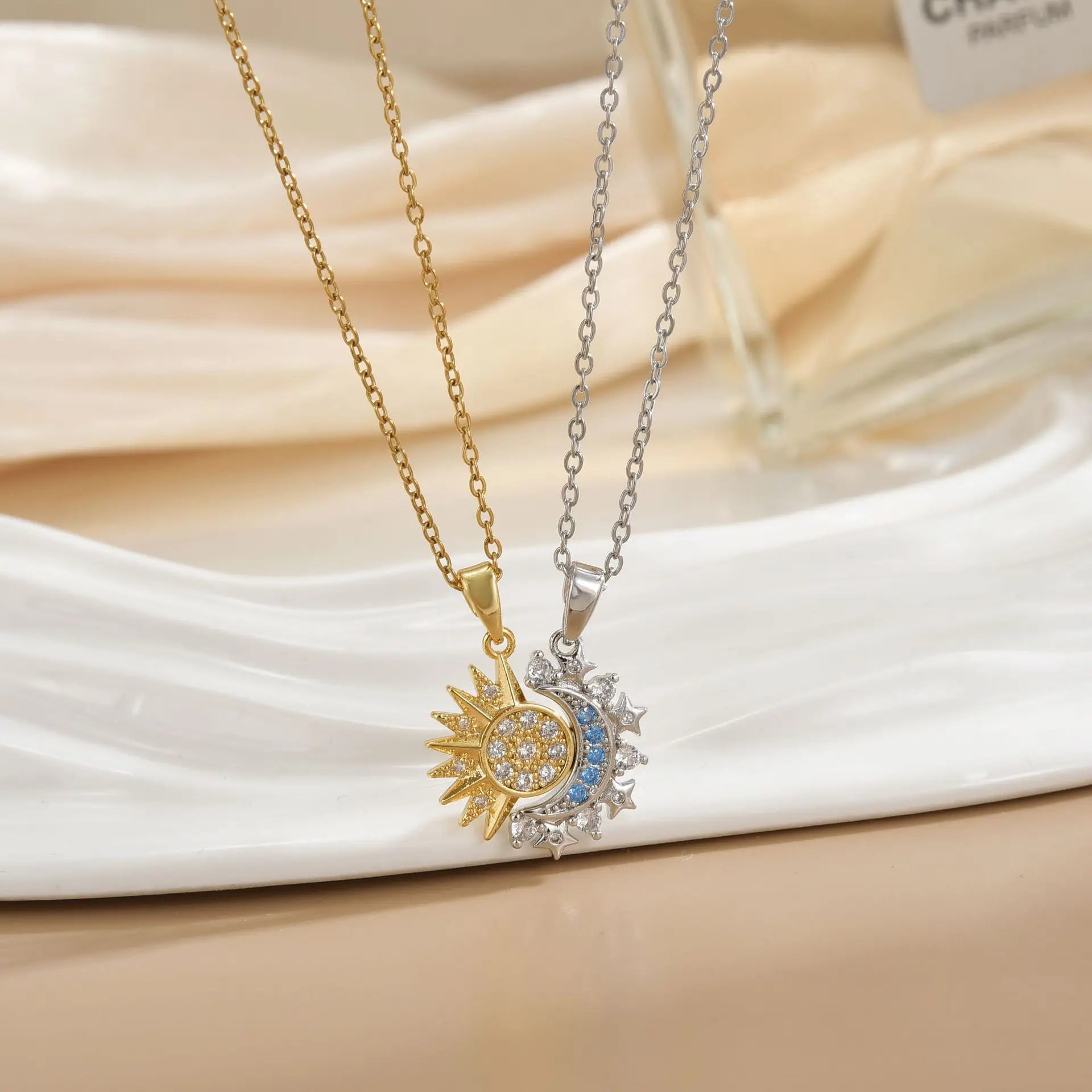 Magnetic Sun Moon Couple Necklace Fashion Chain for Men and Women