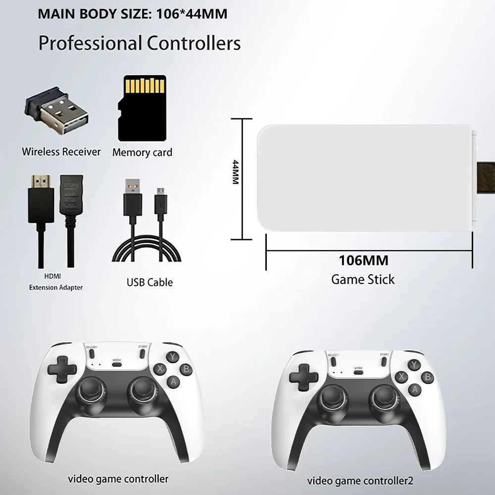 4K TV Game Stick M15 ultra 64G 128G Handheld Game Player 2.4G Dual Wireless Controller 50000+ Games