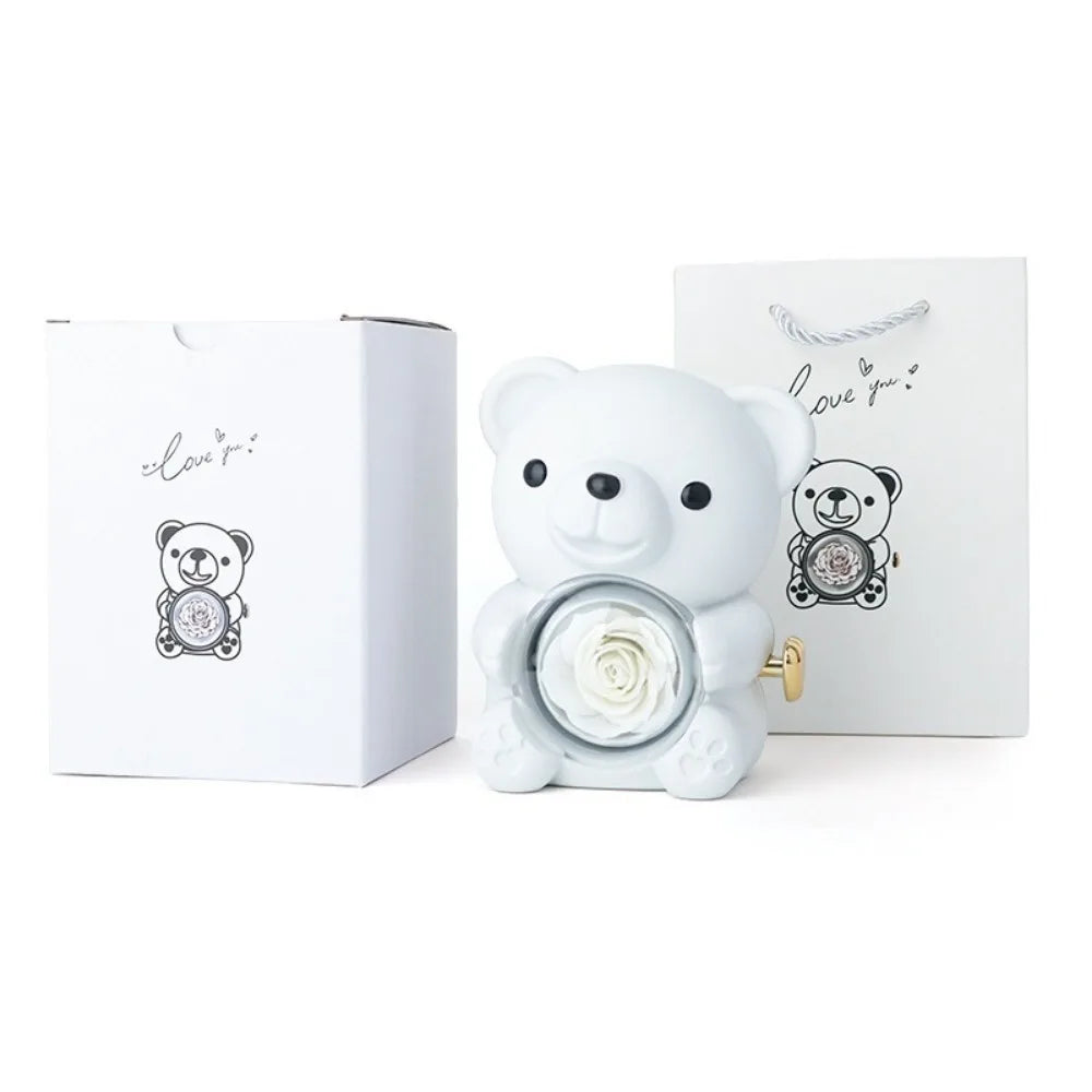 Cute Rose Bear Gifts Box with Rose Jewelry Display