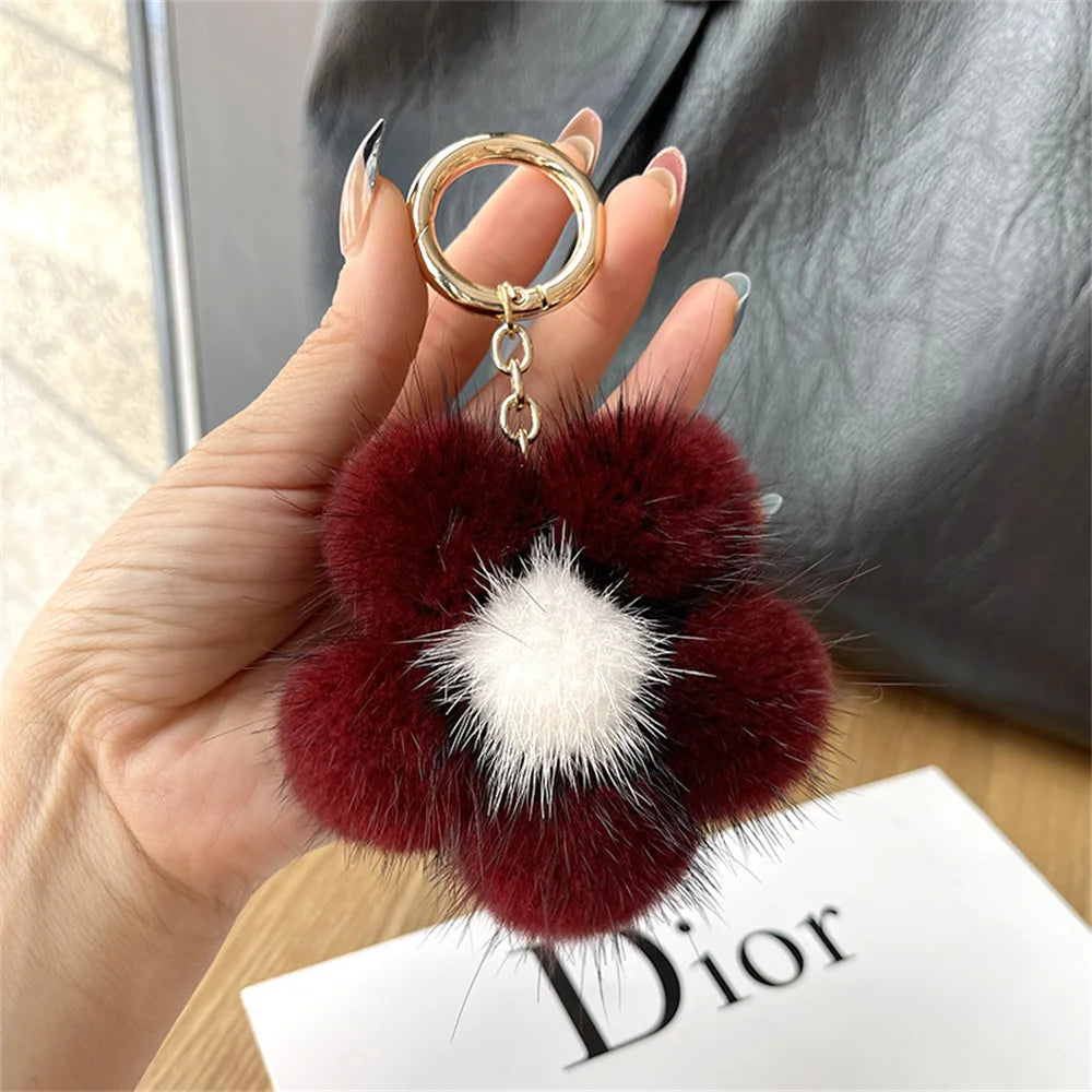 Dior Mink Fur Sunflower keychain