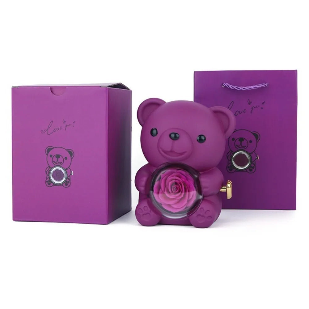 Cute Rose Bear Gifts Box with Rose Jewelry Display