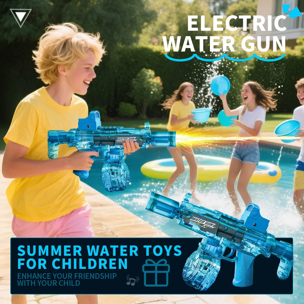 Simulated Firing and Recoil Electric Water Gun Toys Children Automatic Sensor Lights Water Pistol