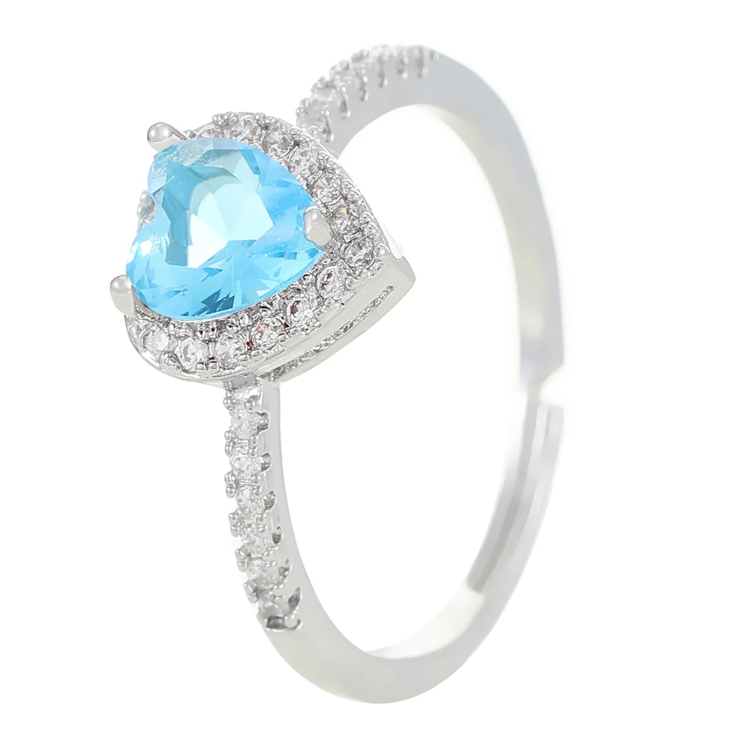 Colorful Hearts Crystal Ring Full of Zircon Opening Adjustable Finger Ring