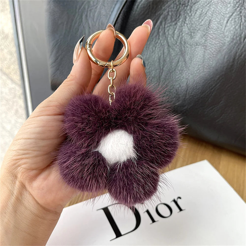 Dior Mink Fur Sunflower keychain