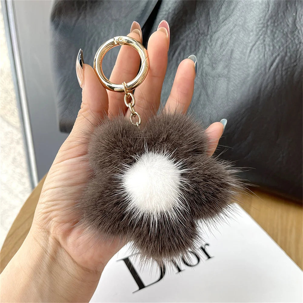 Dior Mink Fur Sunflower keychain