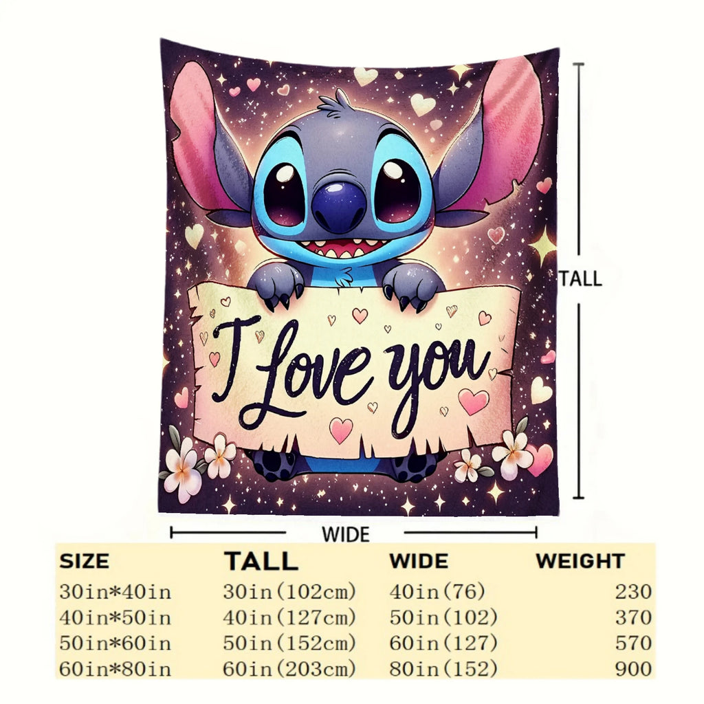 Disney Classic Stitch Star i love you blabket