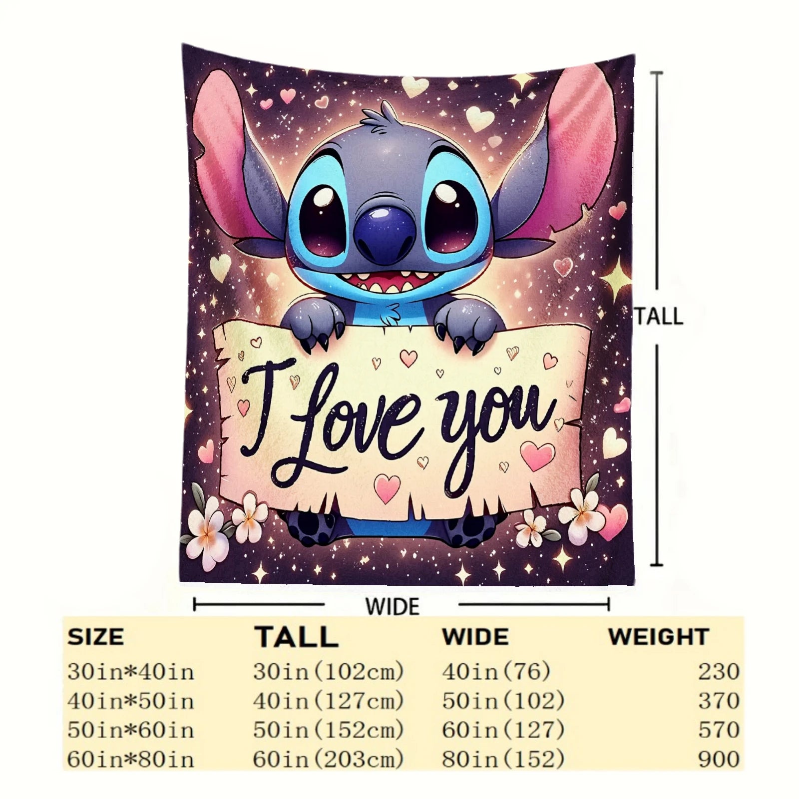 Disney Classic Stitch Star i love you blabket