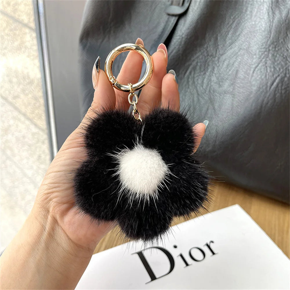 Dior Mink Fur Sunflower keychain