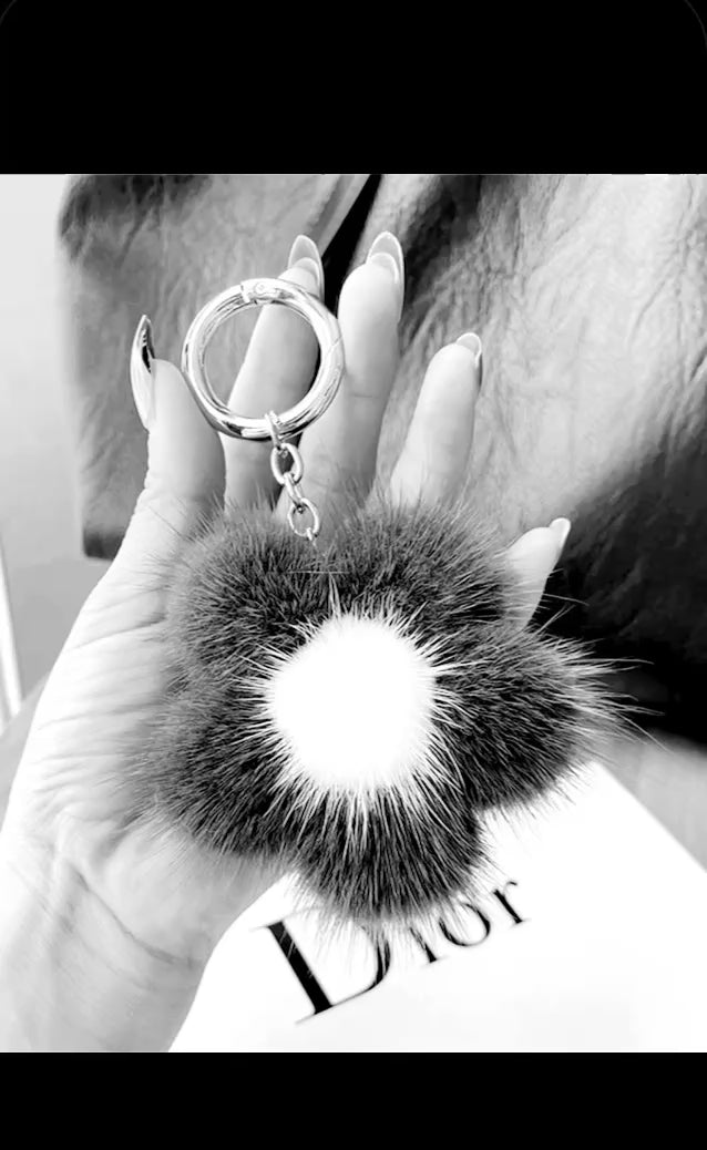 Dior Mink Fur Sunflower keychain